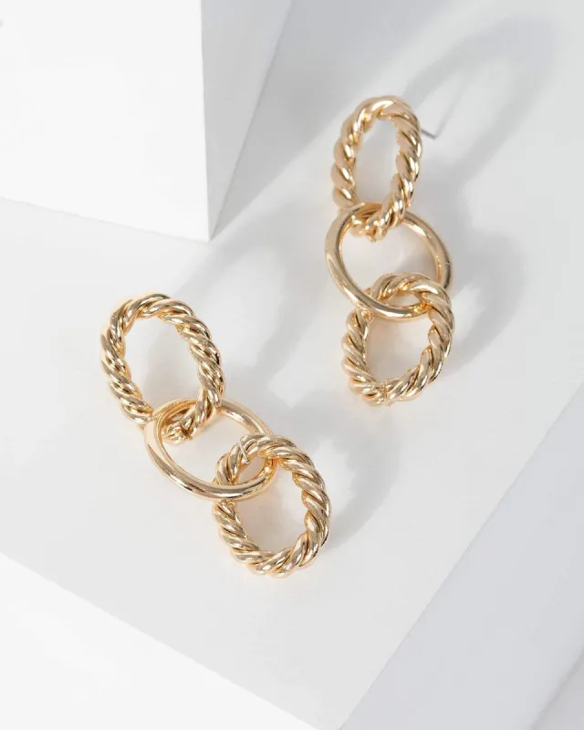 Gold Twist Chain Drop Earrings sold by Collete Hayman