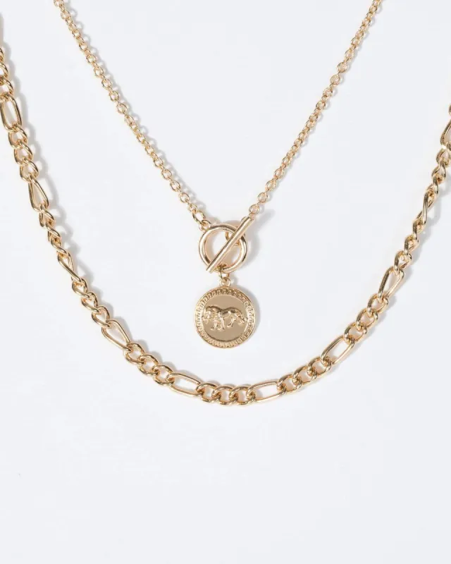 Gold Double Layered Pendant Necklace sold by Collete Hayman