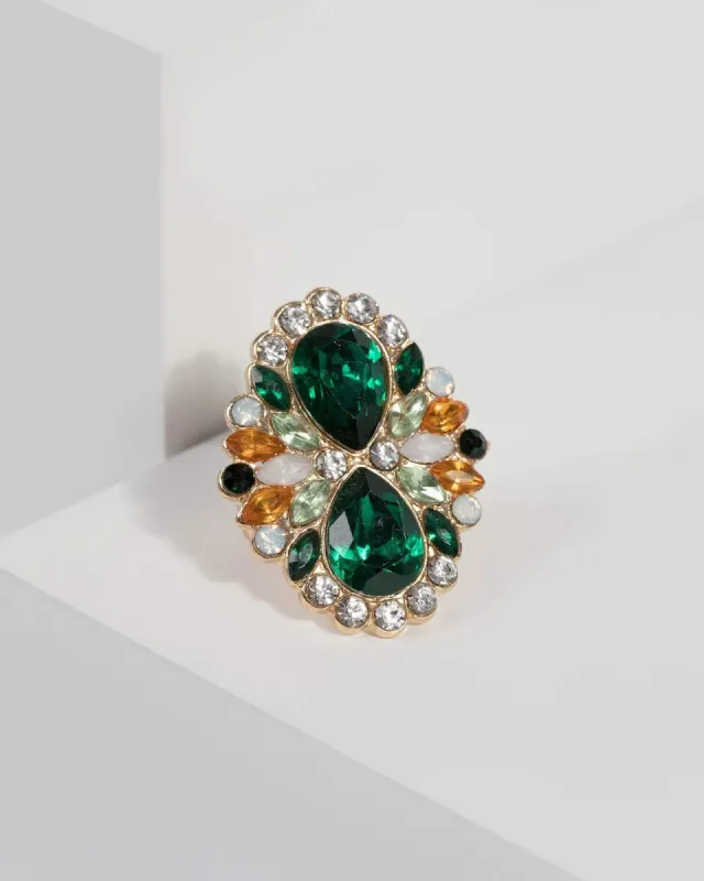 Green Crystal Encrusted Ring sold by Collete Hayman