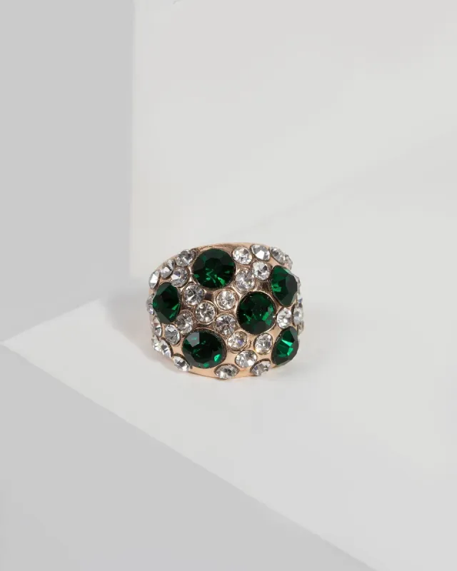 Green Crystal Studded Dome Ring sold by Collete Hayman