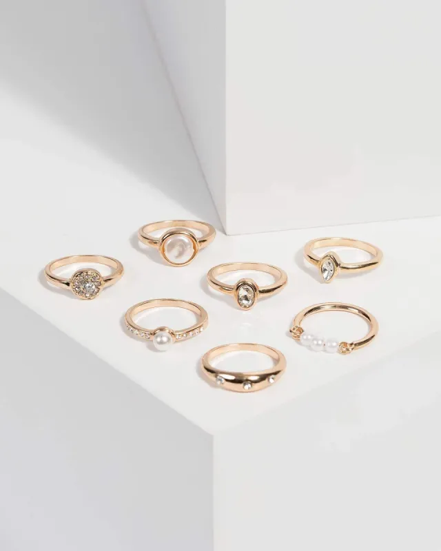 White Pearl And Crystal Ring Set sold by Collete Hayman