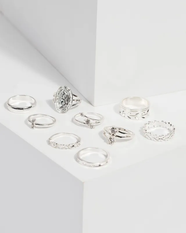 Silver Coin Crystal Multi Ring Set sold by Collete Hayman