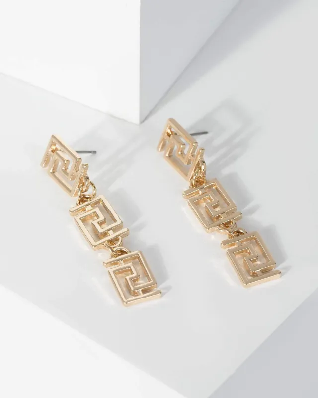 Gold Cut Out Detail Drop Earrings sold by Collete Hayman