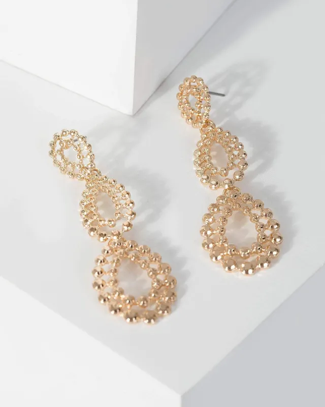 Gold Multi Outlined Teardrop Earrings sold by Collete Hayman