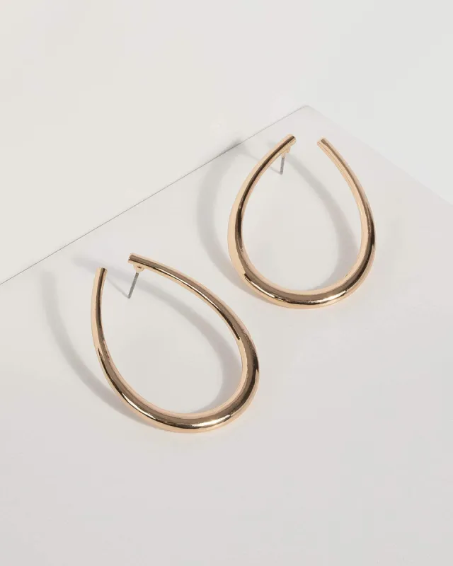 Gold Thick Teardrop Earrings sold by Collete Hayman
