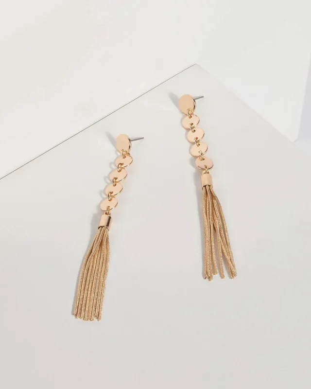 Gold Multi Disc Drop Earrings sold by Collete Hayman