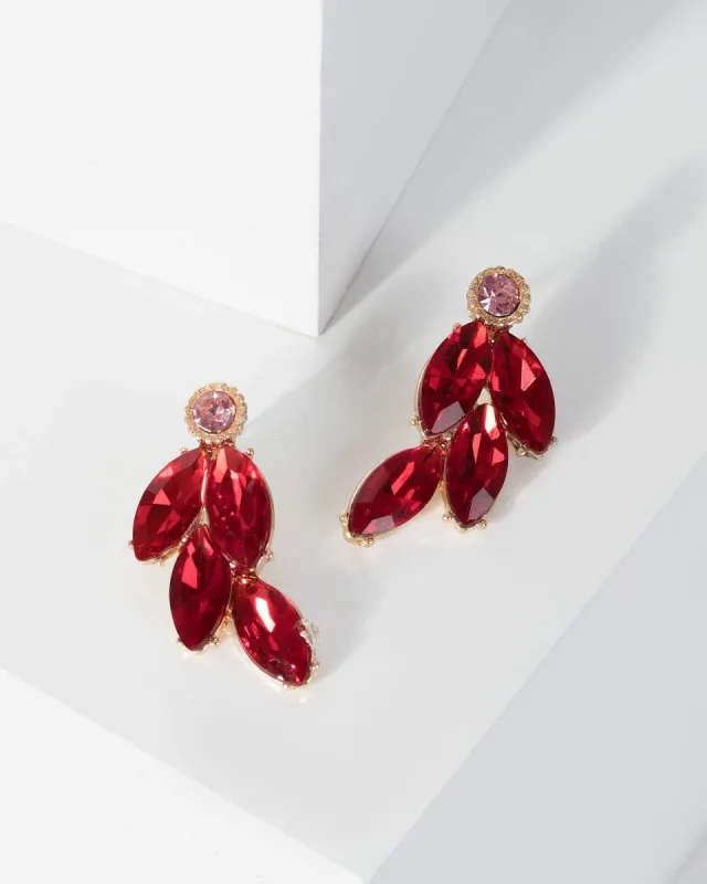 Red Leaf Stone Detail Earrings sold by Collete Hayman