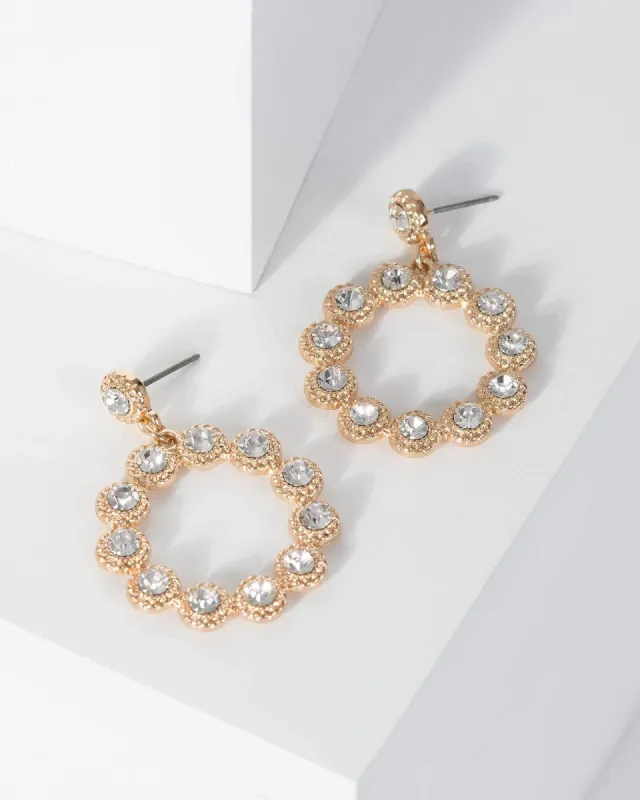 Gold Multi Crystal Hoop Drop Earrings sold by Collete Hayman
