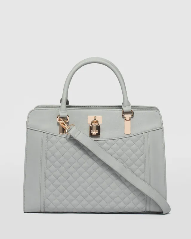 Grey Gracie Quilt Lock Tote Bag sold by Collete Hayman