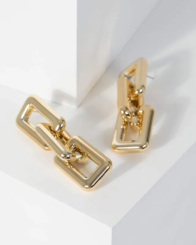 Gold Chunky Link Drop Earrings sold by Collete Hayman
