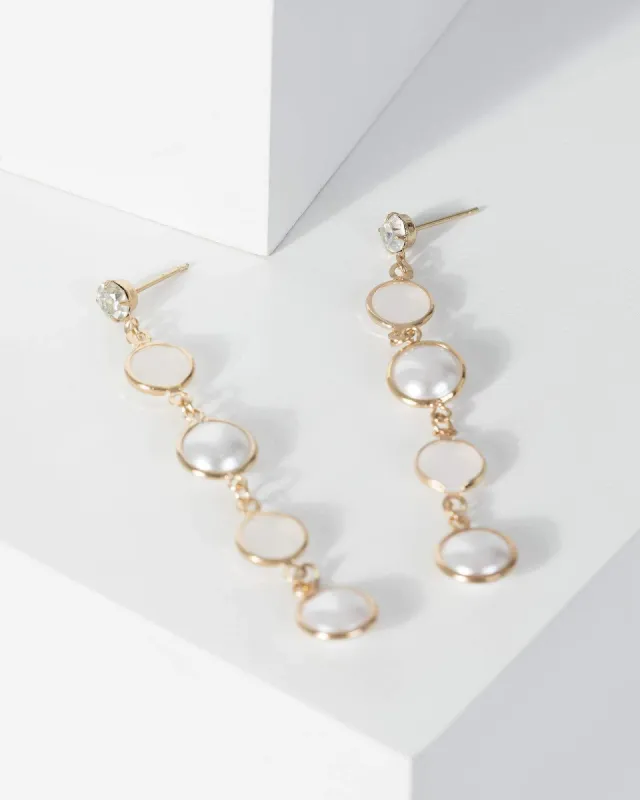 Gold Pearl And Resin Detail Drop Earrings sold by Collete Hayman
