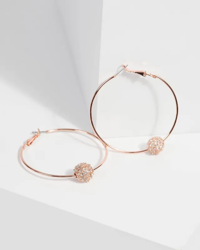 Rose Gold Pave Ball Hoop Earrings sold by Collete Hayman