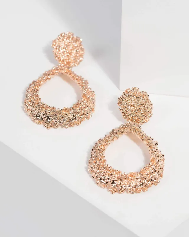 Rose Gold Textured Teardrop Earrings sold by Collete Hayman