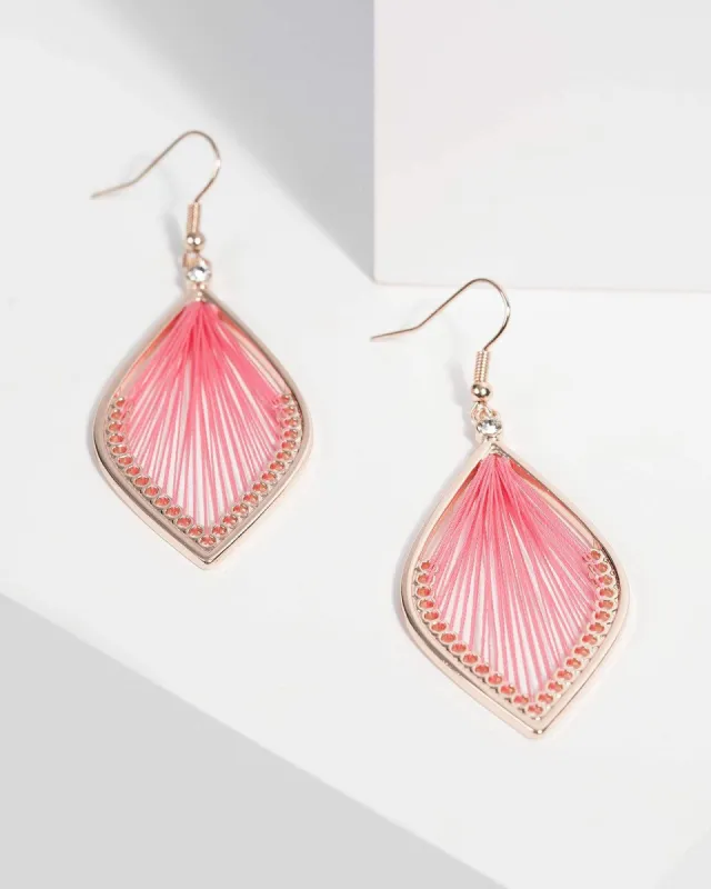 Pink Cotton Thread Wrap Drop Earrings sold by Collete Hayman