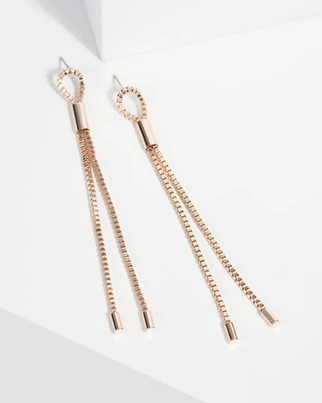 Rose Gold Tassel Drop Earrings sold by Collete Hayman