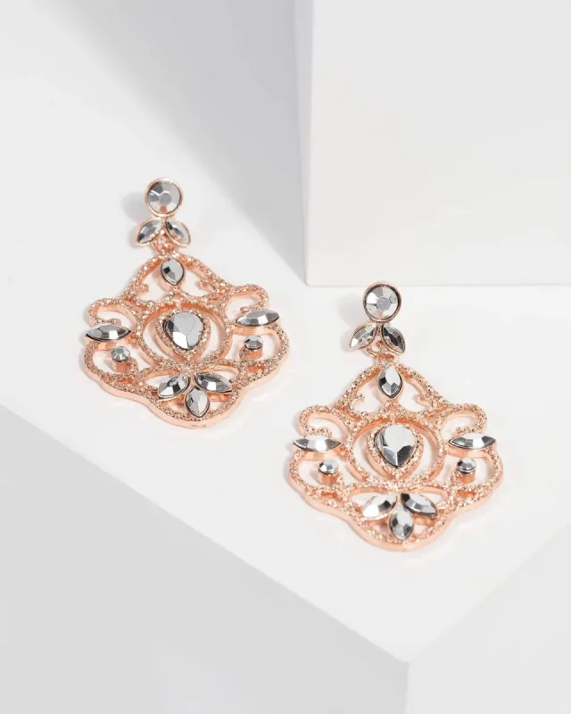 Rose Gold Crystal Beaded Earrings sold by Collete Hayman