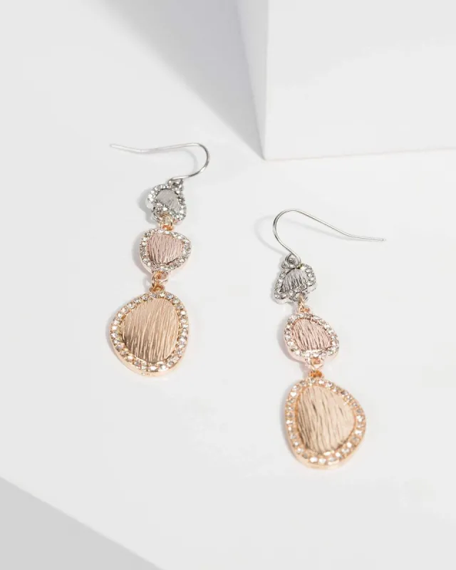 Rose Gold Textured Pave Drop Earrings sold by Collete Hayman