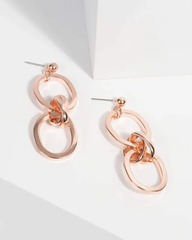 Rose Gold Chain Link Drop Earrings sold by Collete Hayman