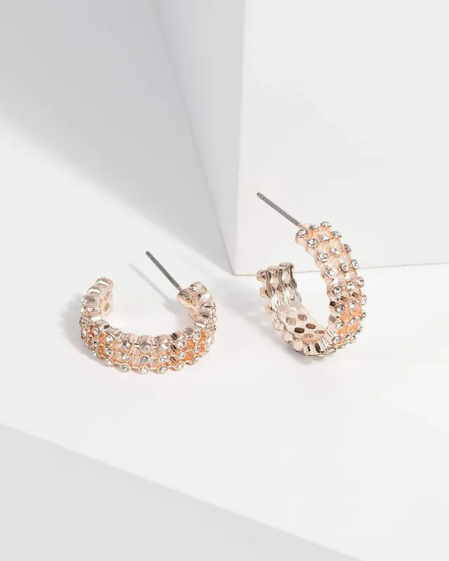Rose Gold Mini Pave Hoop Earrings sold by Collete Hayman