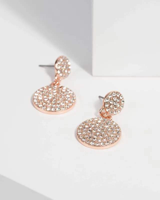 Crystal Pave Disc Drop Earrings sold by Collete Hayman