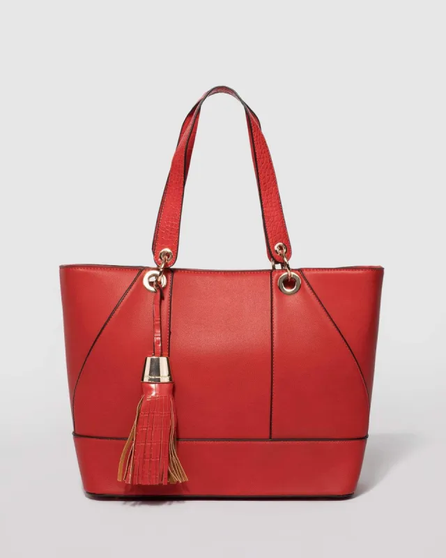 Red Maria Tassel Tote Bag sold by Collete Hayman