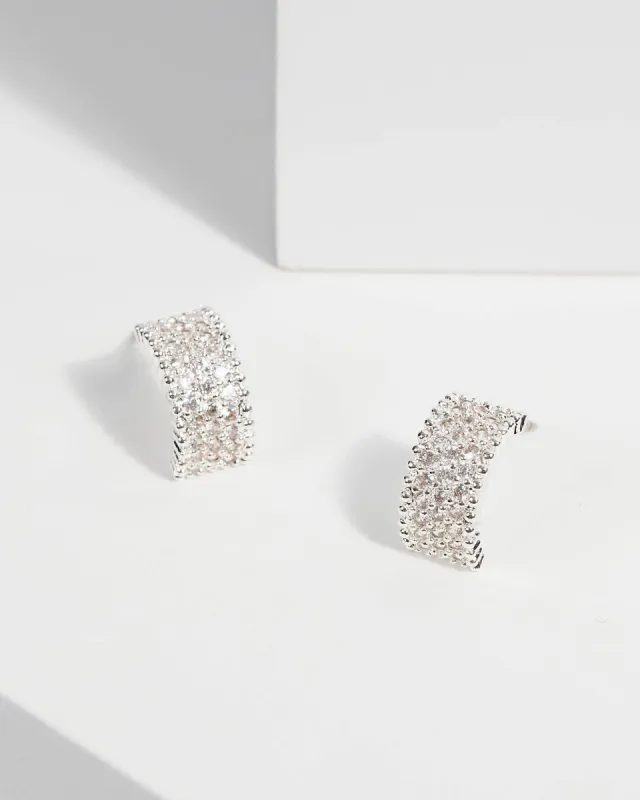 Cubic Zirconia Mini Pave Hoop Earrings sold by Collete Hayman