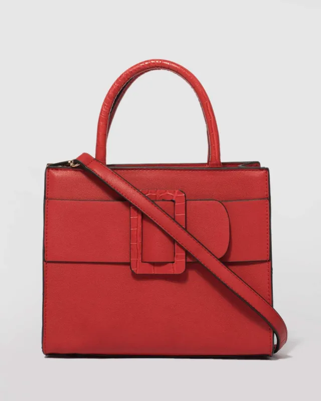 Red Dina Buckle Tote Bag sold by Collete Hayman