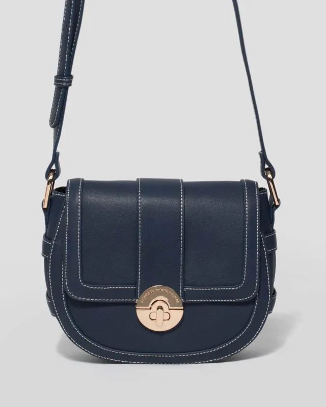 Navy Blue Finley Saddle Bag sold by Collete Hayman