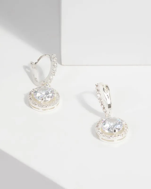 Cubic Zirconia Halo Huggie Hoop Earrings sold by Collete Hayman