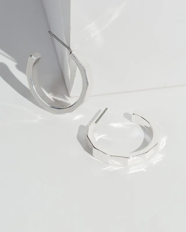 Silver Angled Hoop Earrings sold by Collete Hayman