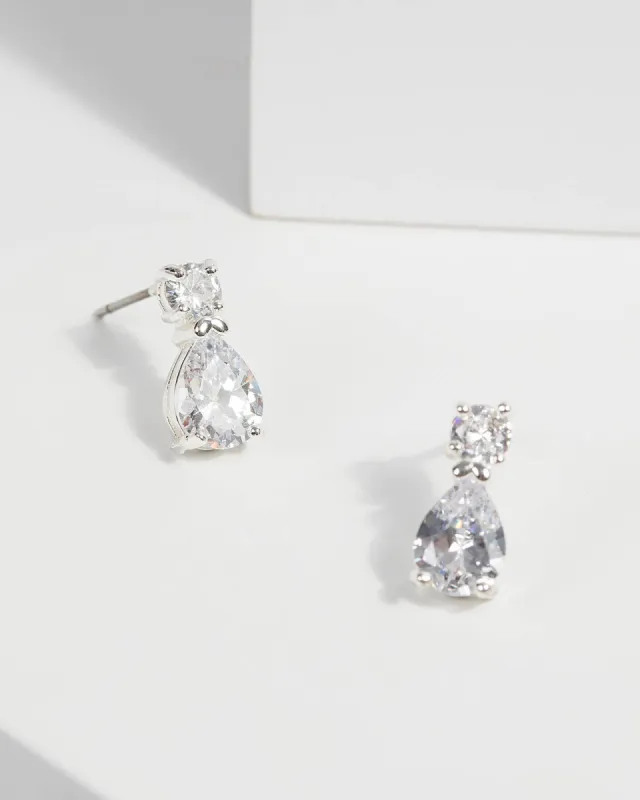 Cubic Zirconia Tear Drop Stud Earrings sold by Collete Hayman