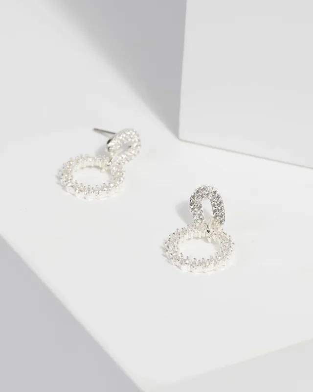 Cubic Zirconia Pave Circle Drop Earrings sold by Collete Hayman