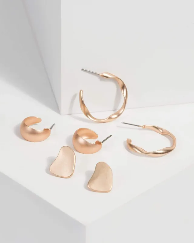 Gold Matte Multi Earring Set sold by Collete Hayman