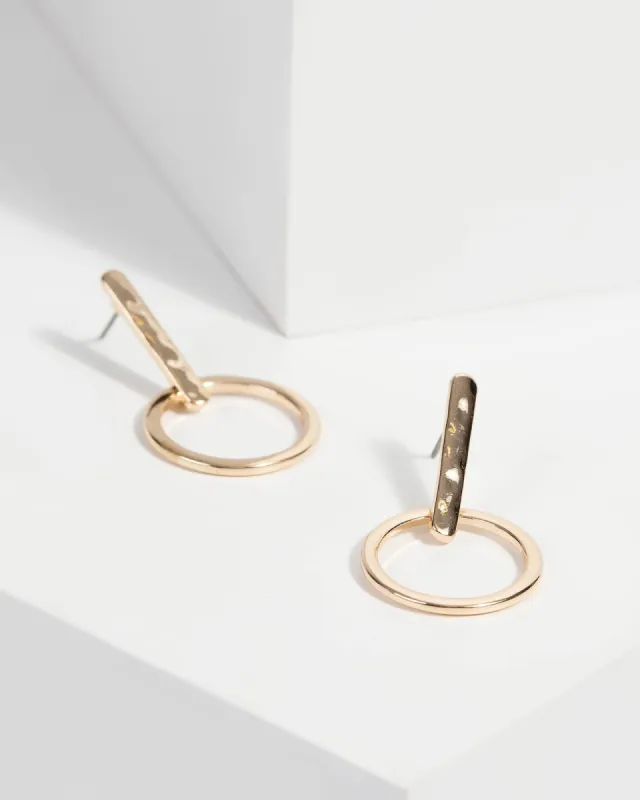 Gold Bar Hoop Drop Earrings sold by Collete Hayman
