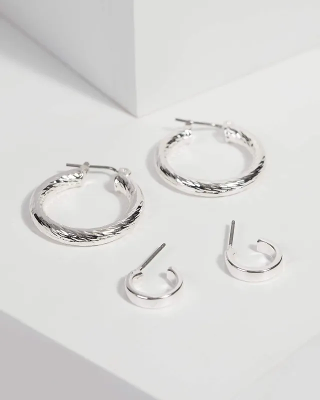 Silver Multi Twisted Hoop Earring Set sold by Collete Hayman