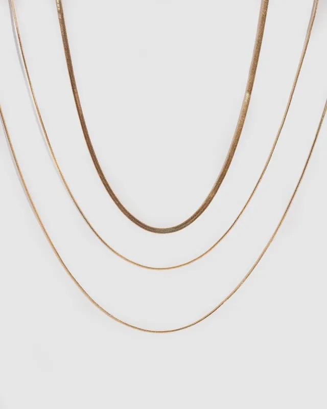 Gold Triple Row Snake Chain Necklace sold by Collete Hayman