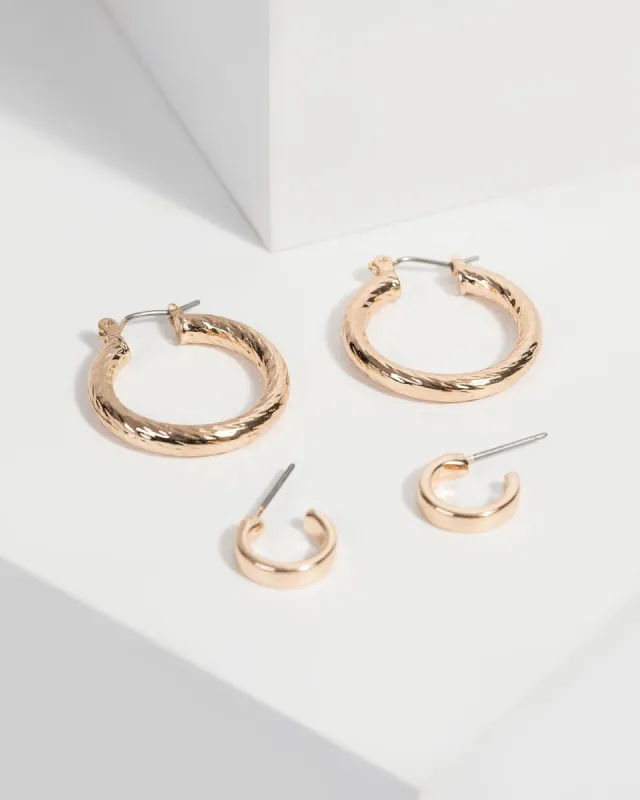Gold Multi Twisted Hoop Earrings sold by Collete Hayman