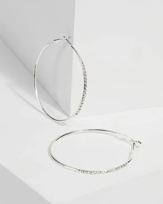 Silver Diamante Metal Hoop Earrings sold by Collete Hayman