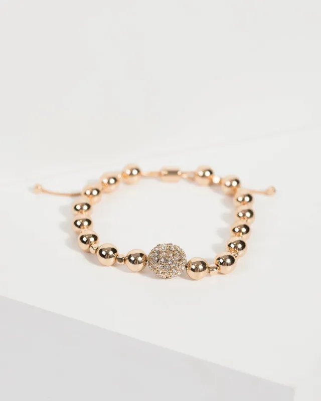Gold Bead Chain Diamante Bracelet sold by Collete Hayman