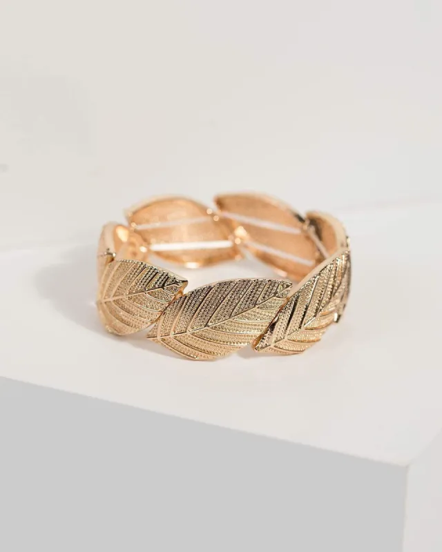 Gold Metal Leaf Stretch Bracelet sold by Collete Hayman