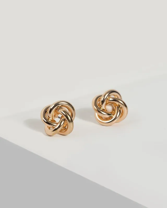 Gold Twisted Knot Stud Earrings sold by Collete Hayman