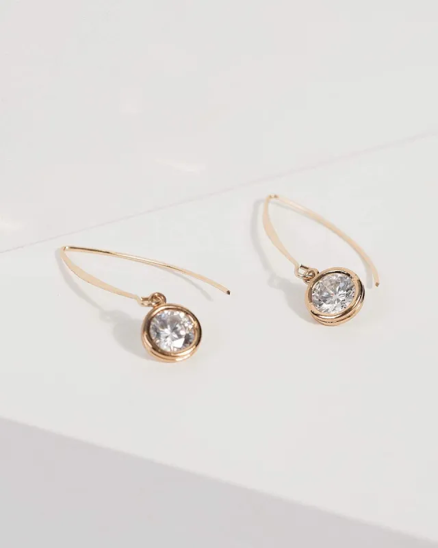 Gold Crystal Hook Drop Earrings sold by Collete Hayman