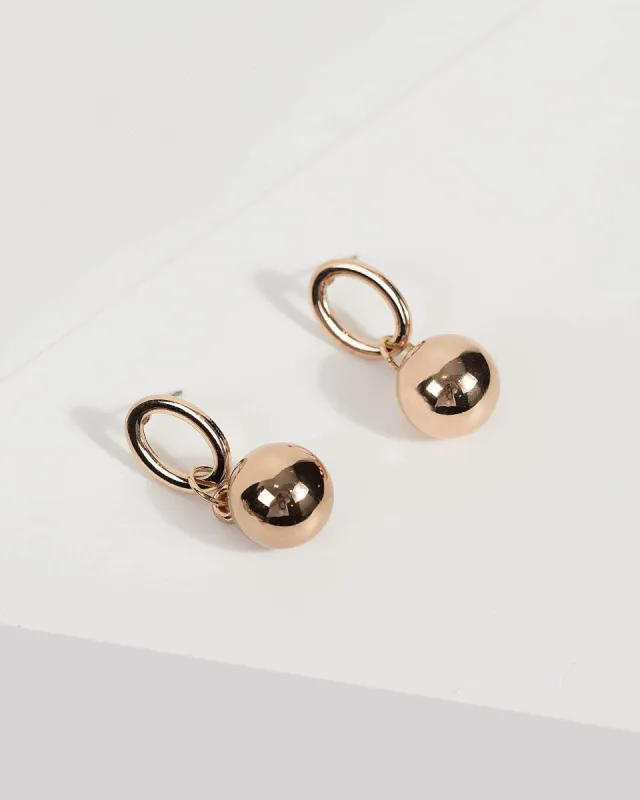 Gold Bead Oval Drop Earrings sold by Collete Hayman