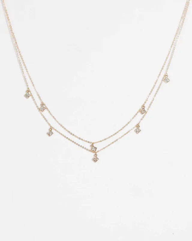 Gold Diamante Pave Pendant Necklace sold by Collete Hayman