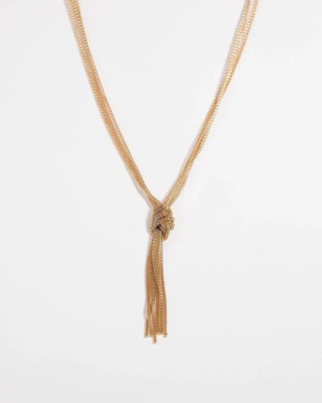 Gold Snake Chain Knot Necklace sold by Collete Hayman