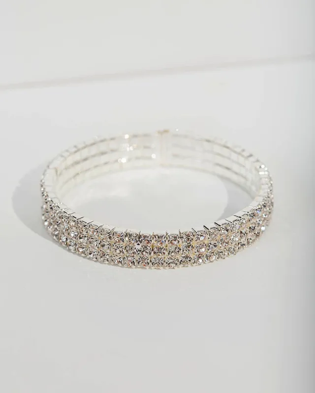 Crystal Triple Row Cup Chain Cuff Bracelet sold by Collete Hayman