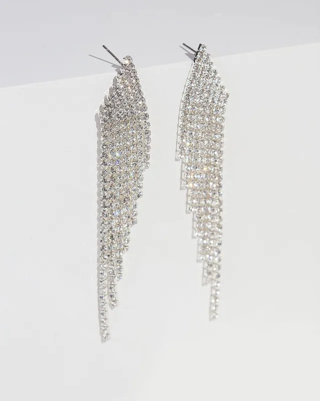 Crystal Angled Cup Chain Tassel Earrings sold by Collete Hayman