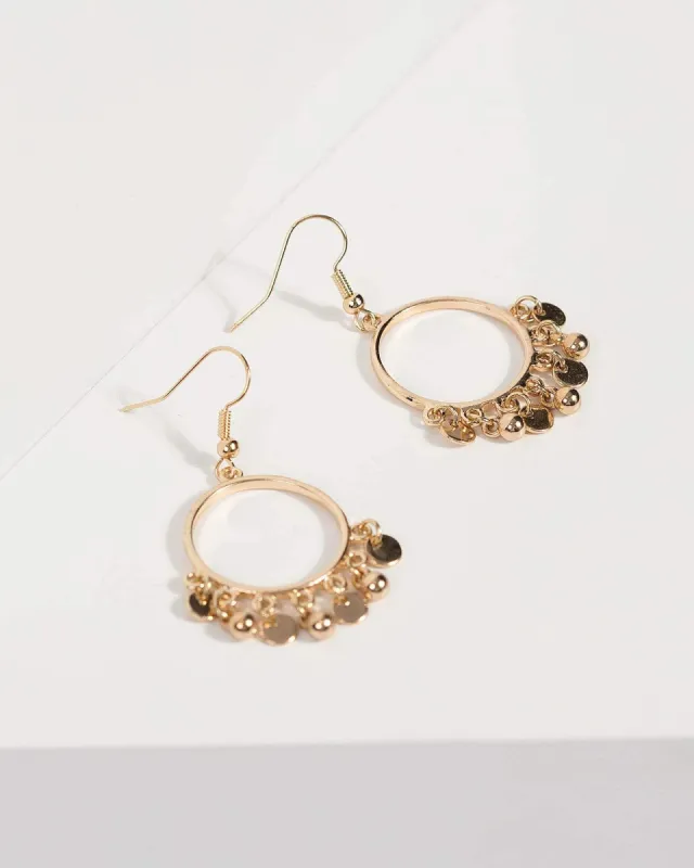Gold Beaded Hoop Drop Earrings sold by Collete Hayman