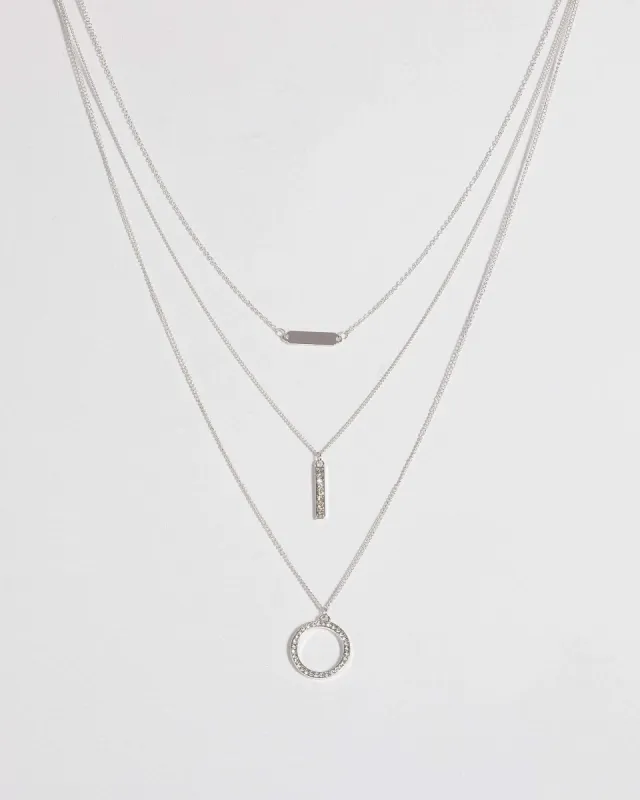 Silver Diamante Pendant Layered Necklace sold by Collete Hayman