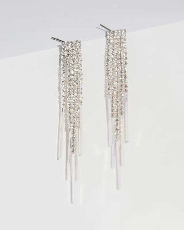 Crystal Metal Bar Tassel Earrings sold by Collete Hayman